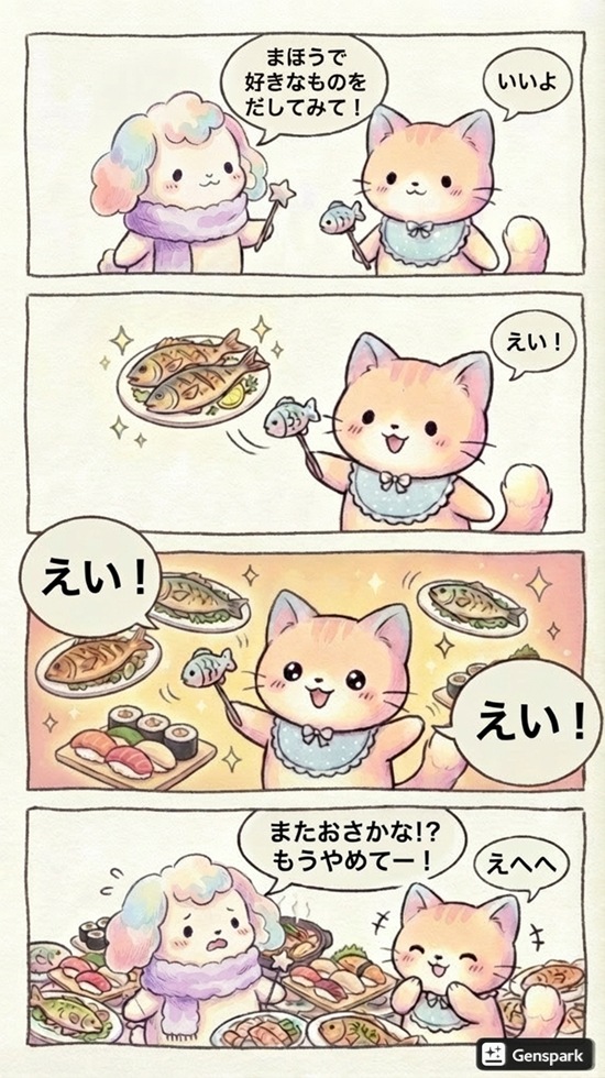 うさぎとねこの4コマ